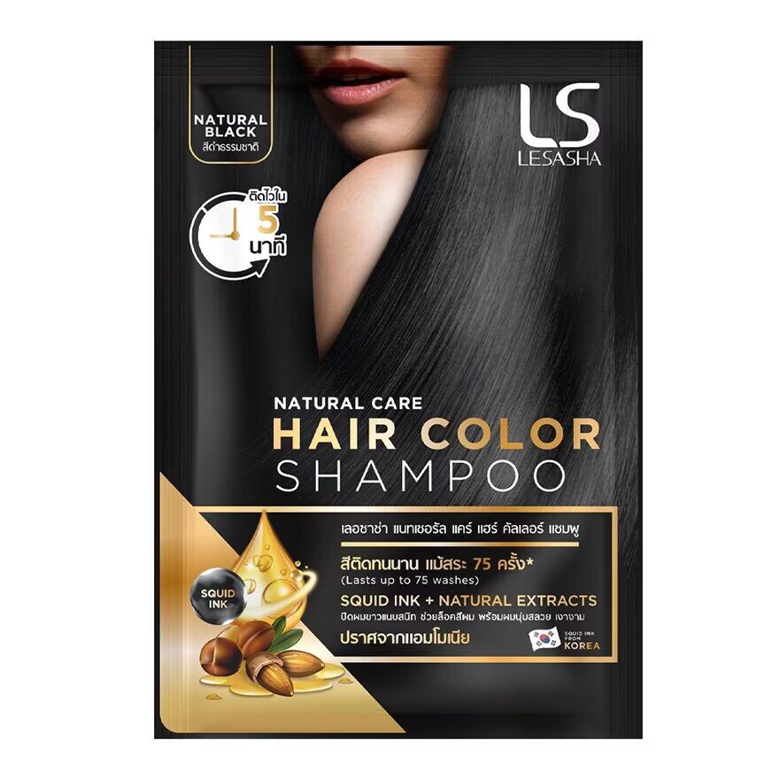 

Le Sasha Lesasha Natural Care Шампунь-краска для волос Natural Black 30 мл. แชมพูเปลี่ยนสีผม, Black