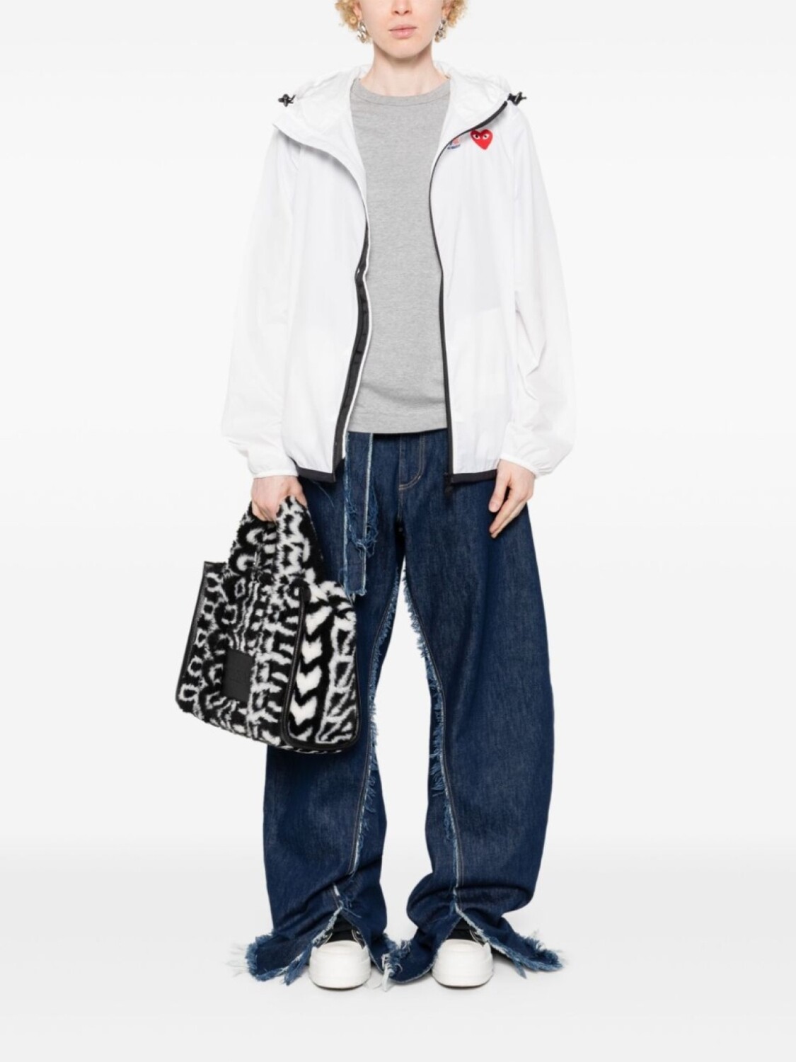 Comme Des Garçons Play легкая куртка из коллаборации с K-Way Heart, белый — фото 2
