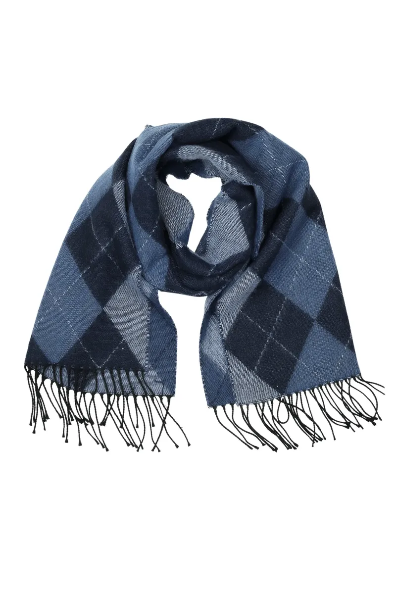 

COLLEZIONE ALESSANDRO шерстяной шарф "Argyle", с клетчатым узором, теплый и мягкий, синий