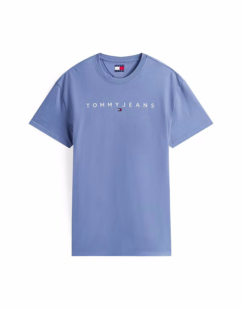 

Футболка Tommy Jeans с линейным логотипом темно-синего цвета