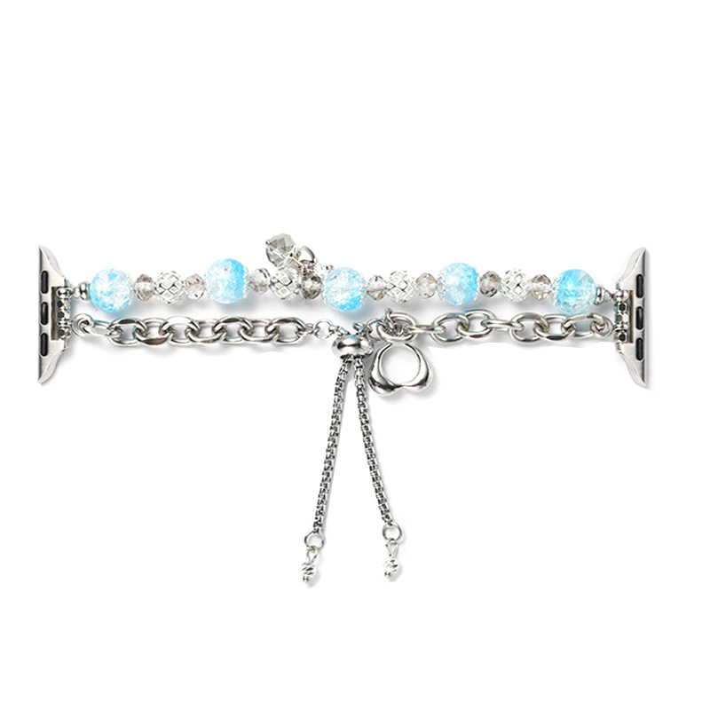 

IBOANN Часы Strap Apple Compatibility Glass Beads Retractable Chain Material, Glass Beads Retractable Chain Strap-Blue