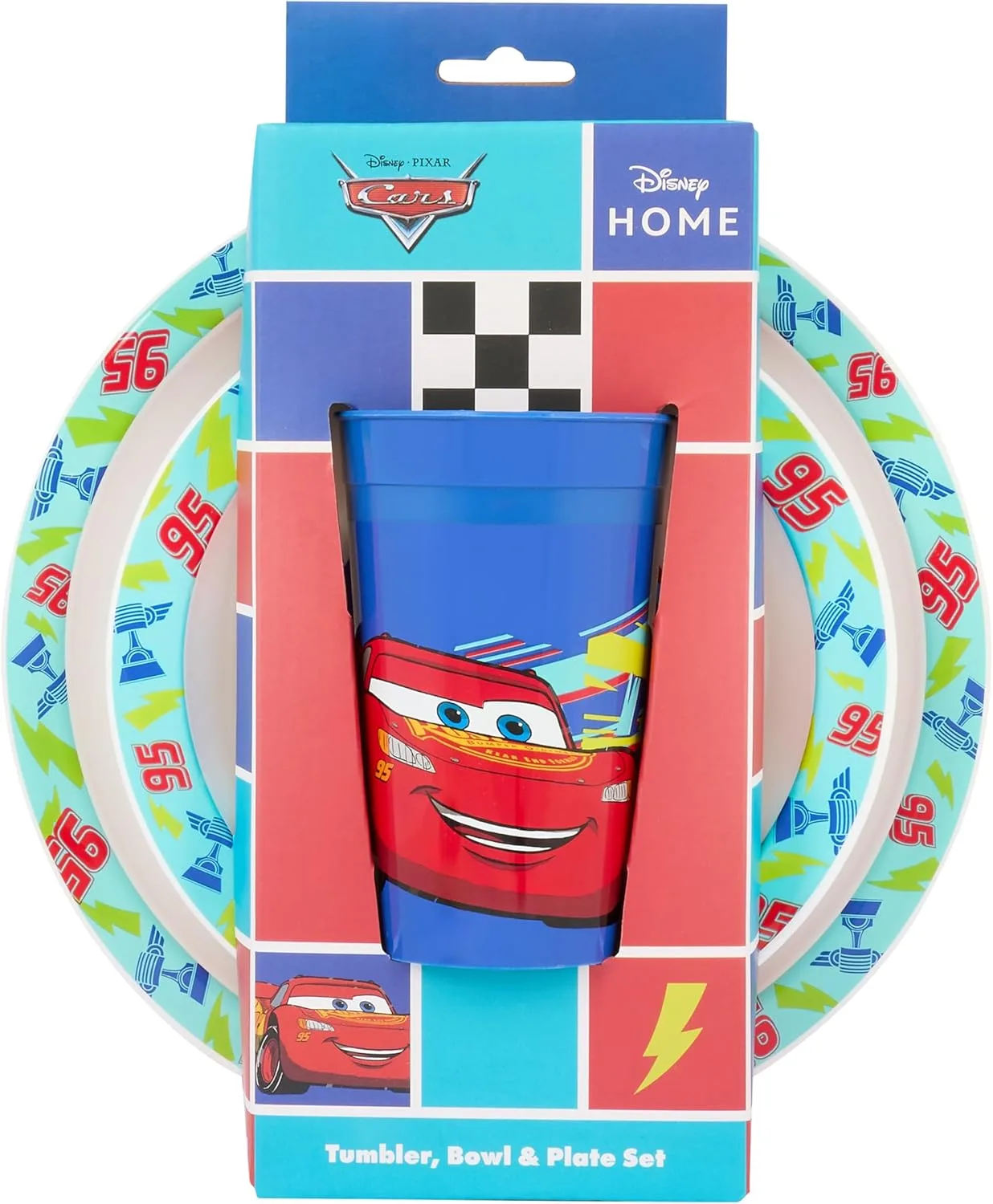 Набор посуды Disney Cars из 3 предметов — тарелка, миска и кружка с Молнией Маккуином и Диноко — для микроволновки и посудомойки, для детей от 36 месяцев — фото 2
