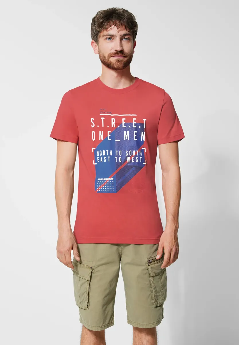 

Футболка STREET ONE MEN, с миксом принтов, красный