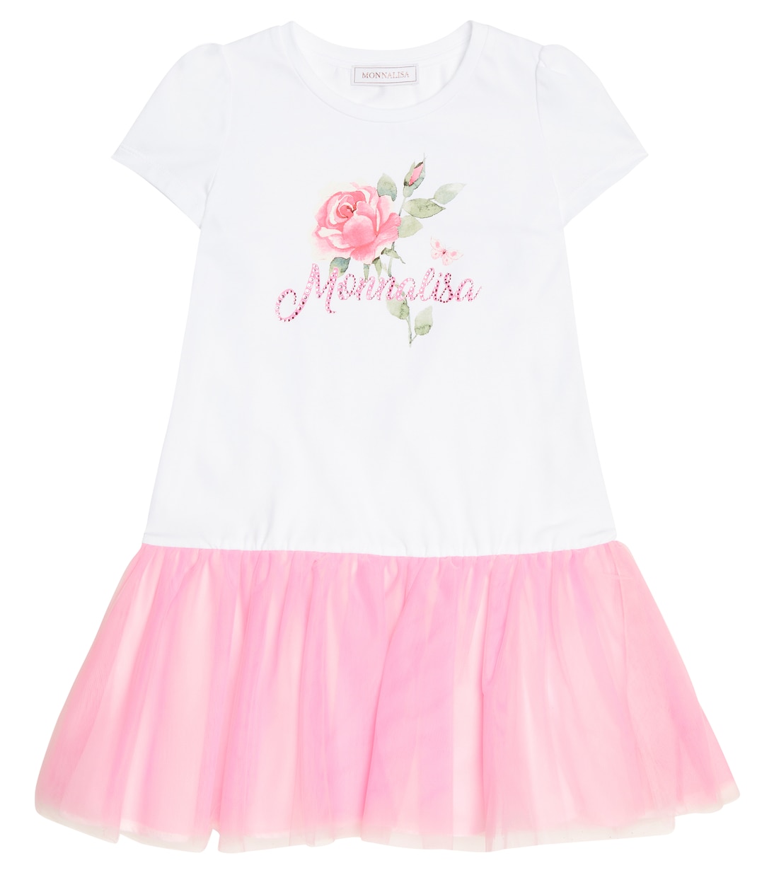 

Платье из джерси с декором Monnalisa, Bianco+Rosa