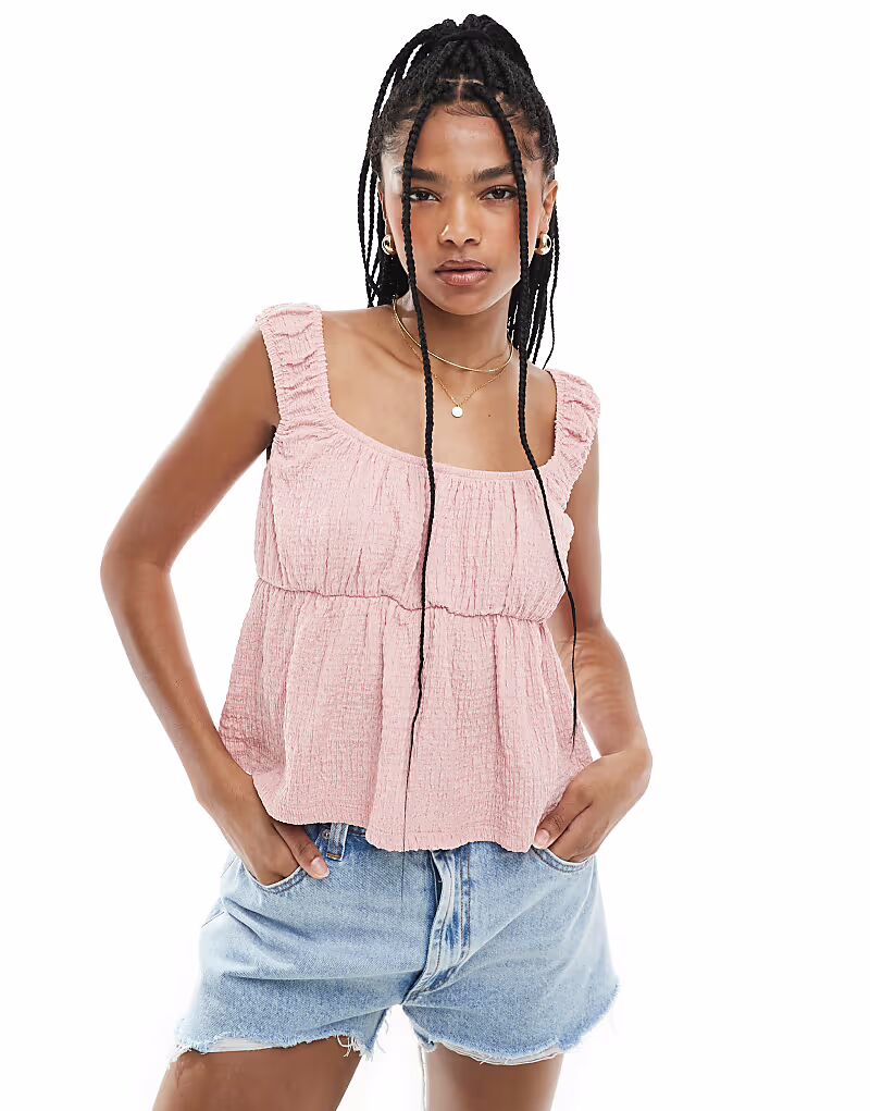 

Текстурированный топ-бэби-долл ASOS DESIGN розового цвета