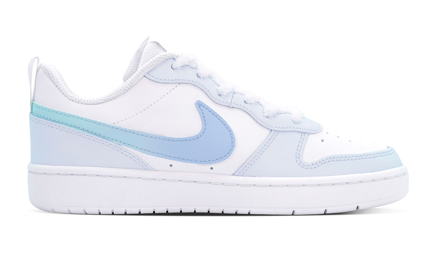 Nike Кроссовки для скейтбординга Court Borough Low 2 с противоскользящей и износостойкой подошвой, низкие, для детей, бело-голубые, для подростков — фото 3