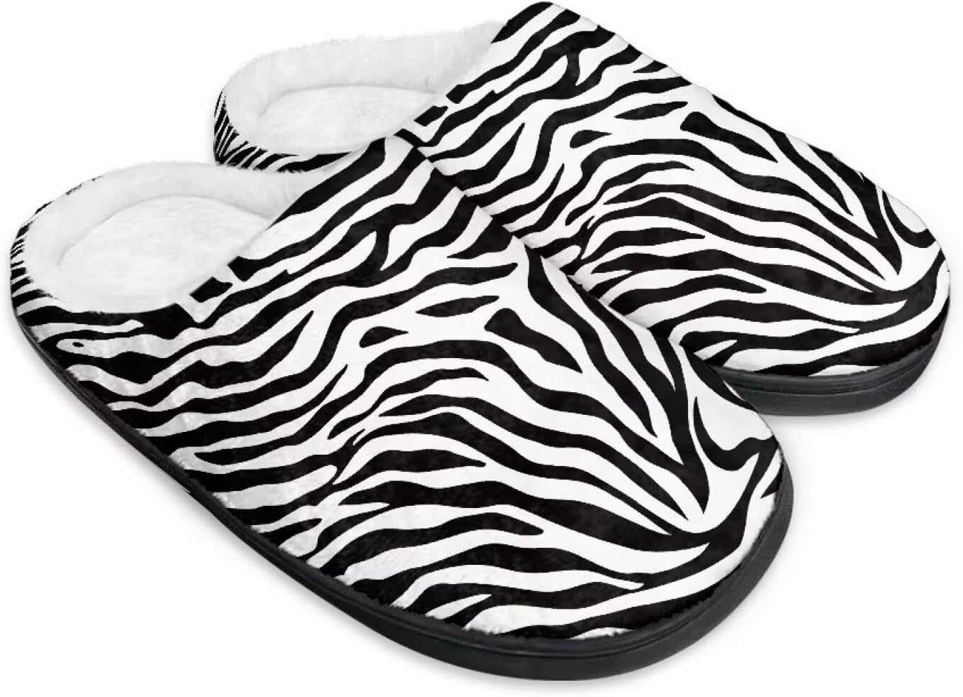 

Тапочки для женщин и мужчин, мягкие зимние теплые обувь для дома и улицы, противоскользящие, для путешествий Noprintge, Zebra Stripe