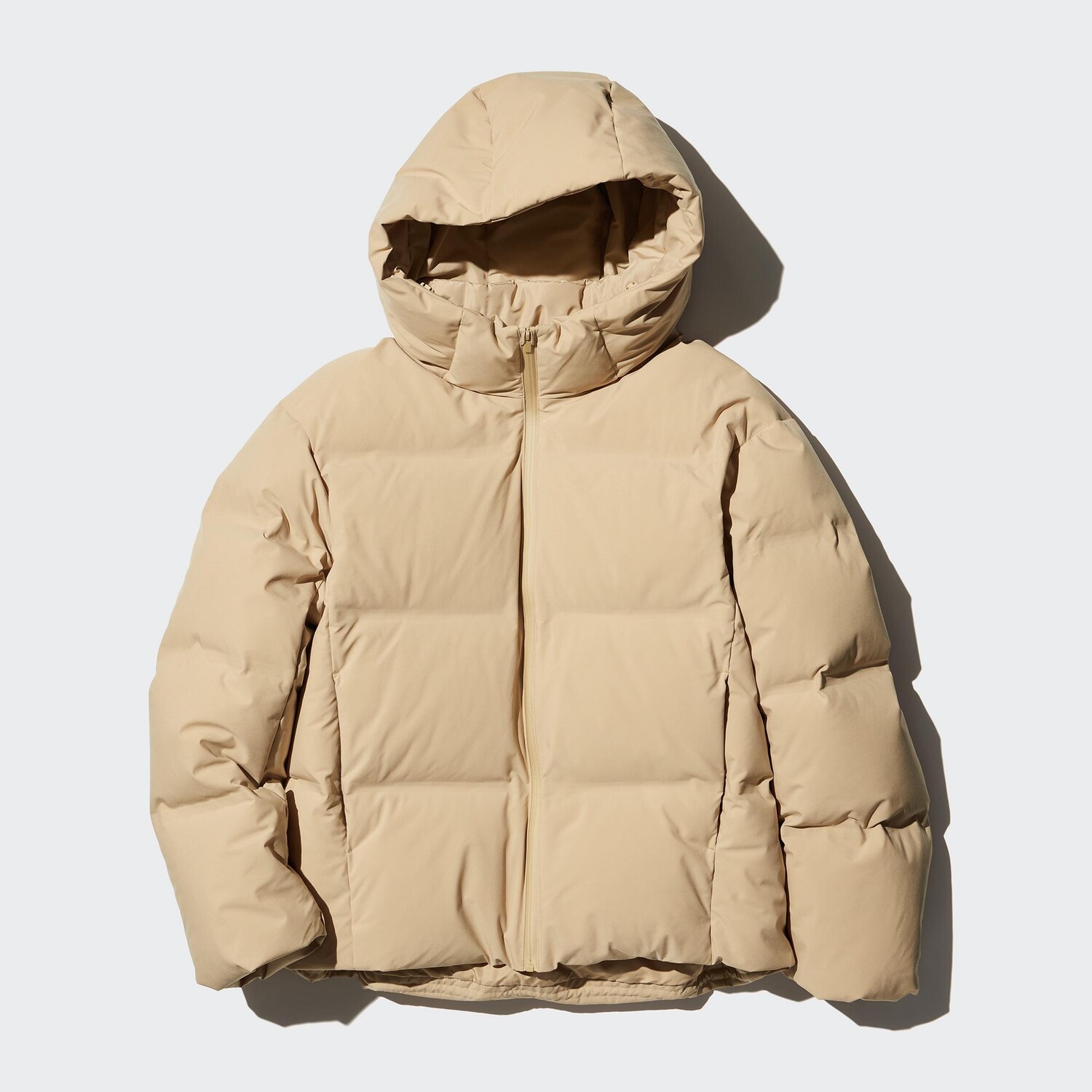 

Бесшовный пуховик с капюшоном UNIQLO, бежевый