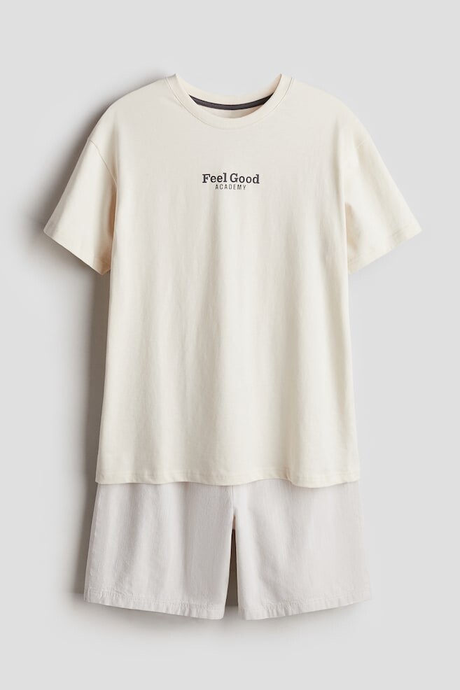 

Хлопковая пижама H&M, бежевый