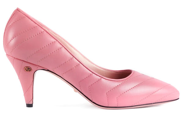Кроссовки nappa matelasse marmont mid heel pumps 'wild rose' Gucci, розовый — фото 2