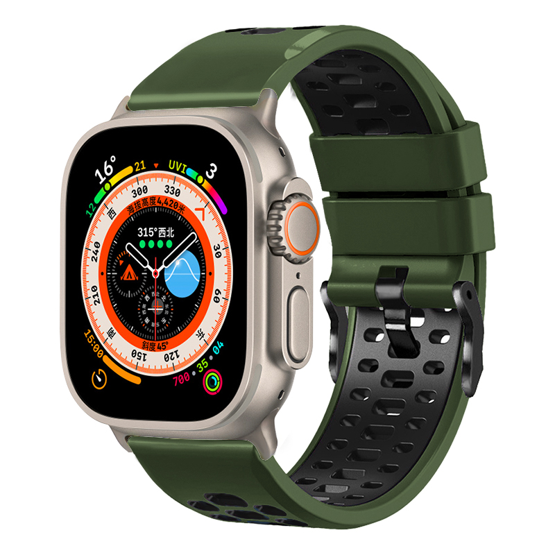 

Biaodaige Часы Strap Apple Compatibility Silicone Material, Army Green/Black