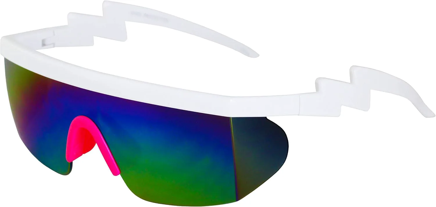 

FLAWLESS EYEWEAR Полуободковые солнцезащитные очки в стиле ретро с радужными зеркальными линзами и зигзагообразным рисунком, Rainbow/Pink and Pink/Mirror