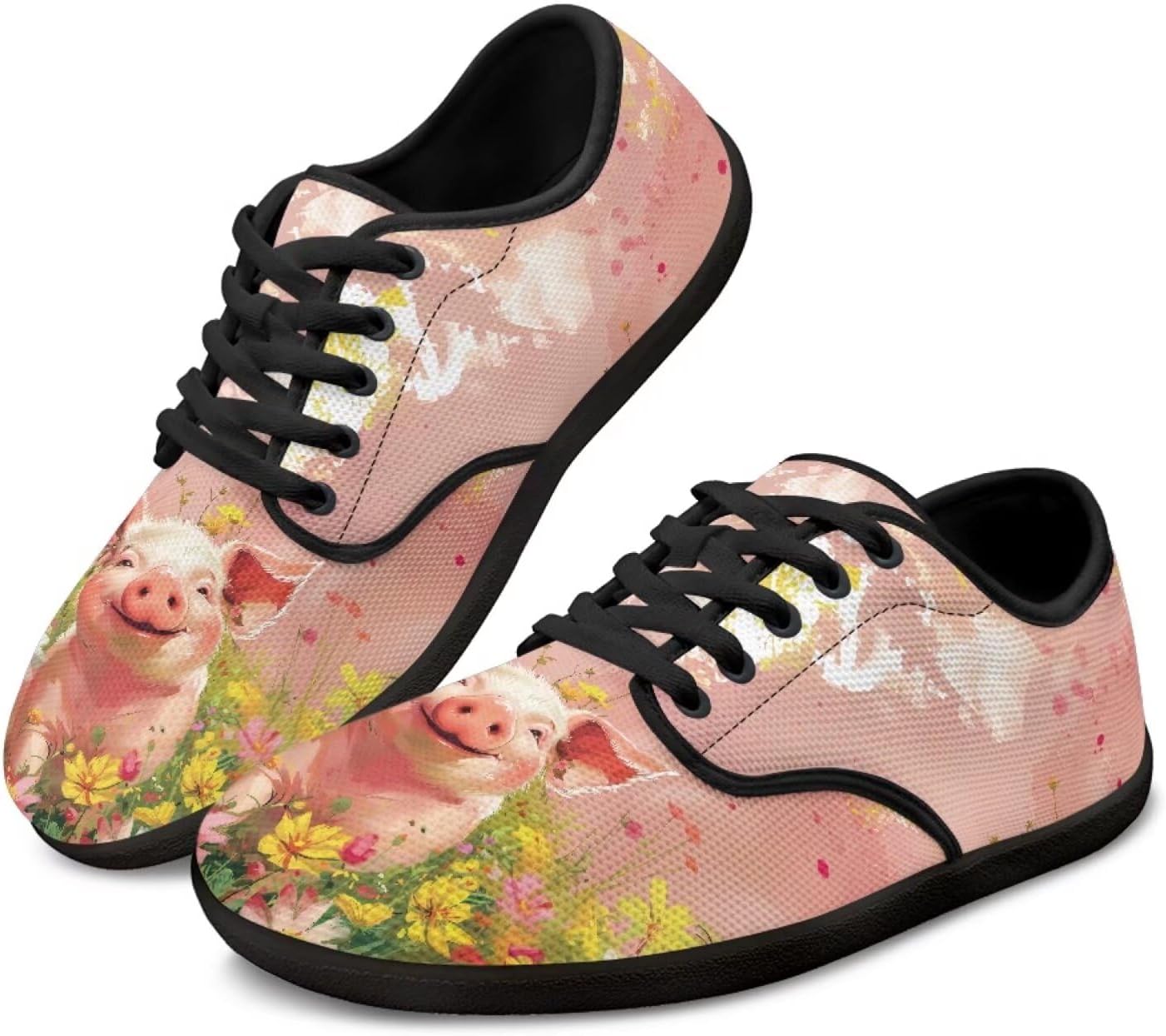 

Кроссовки с широкой носочной частью, плоской подошвой, стильные, дышащие, сетчатые, для тенниса и спорта, для женщин и мужчин Pointodoor, Pig Flower