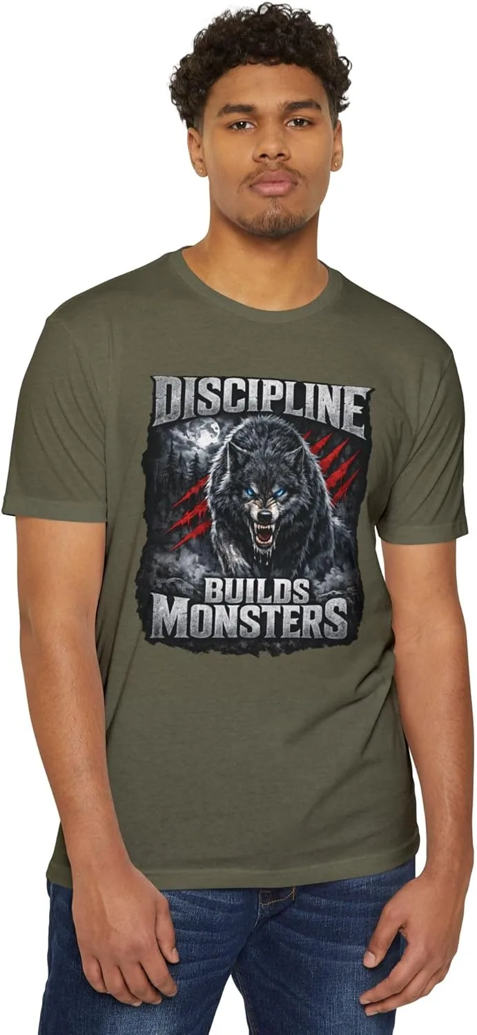 Футболка для тренировок Discipline Builds Monsters Wolf Dark Motivation - майка для спортзала Mental Toughness GENERIC, темно-зеленый — фото 2