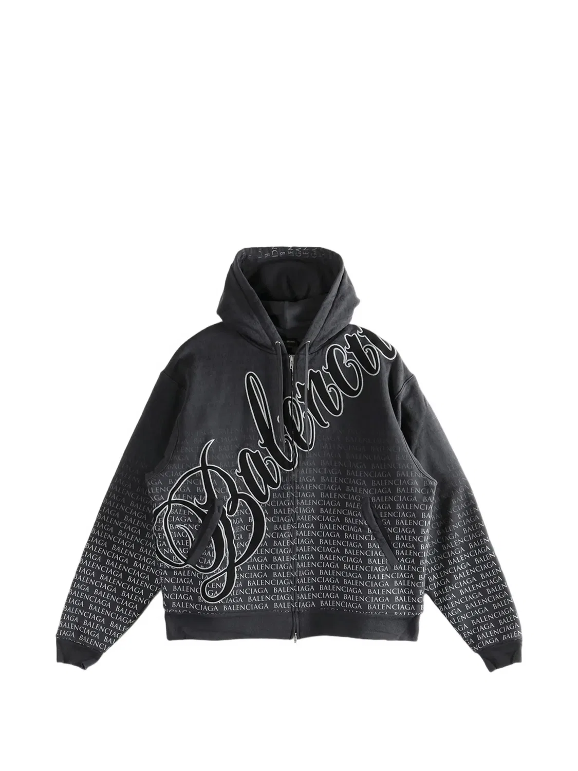 Худи на молнии с логотипом Balenciaga, черный