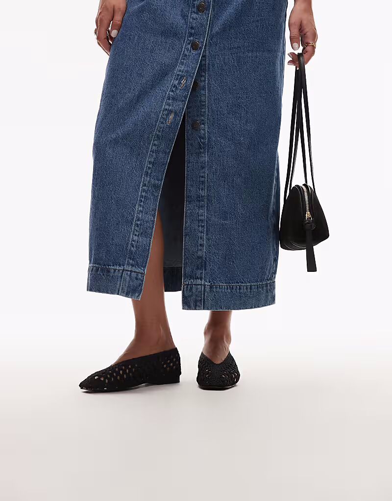 Плоские туфли Topshop Beatti плетеные черного цвета — фото 2