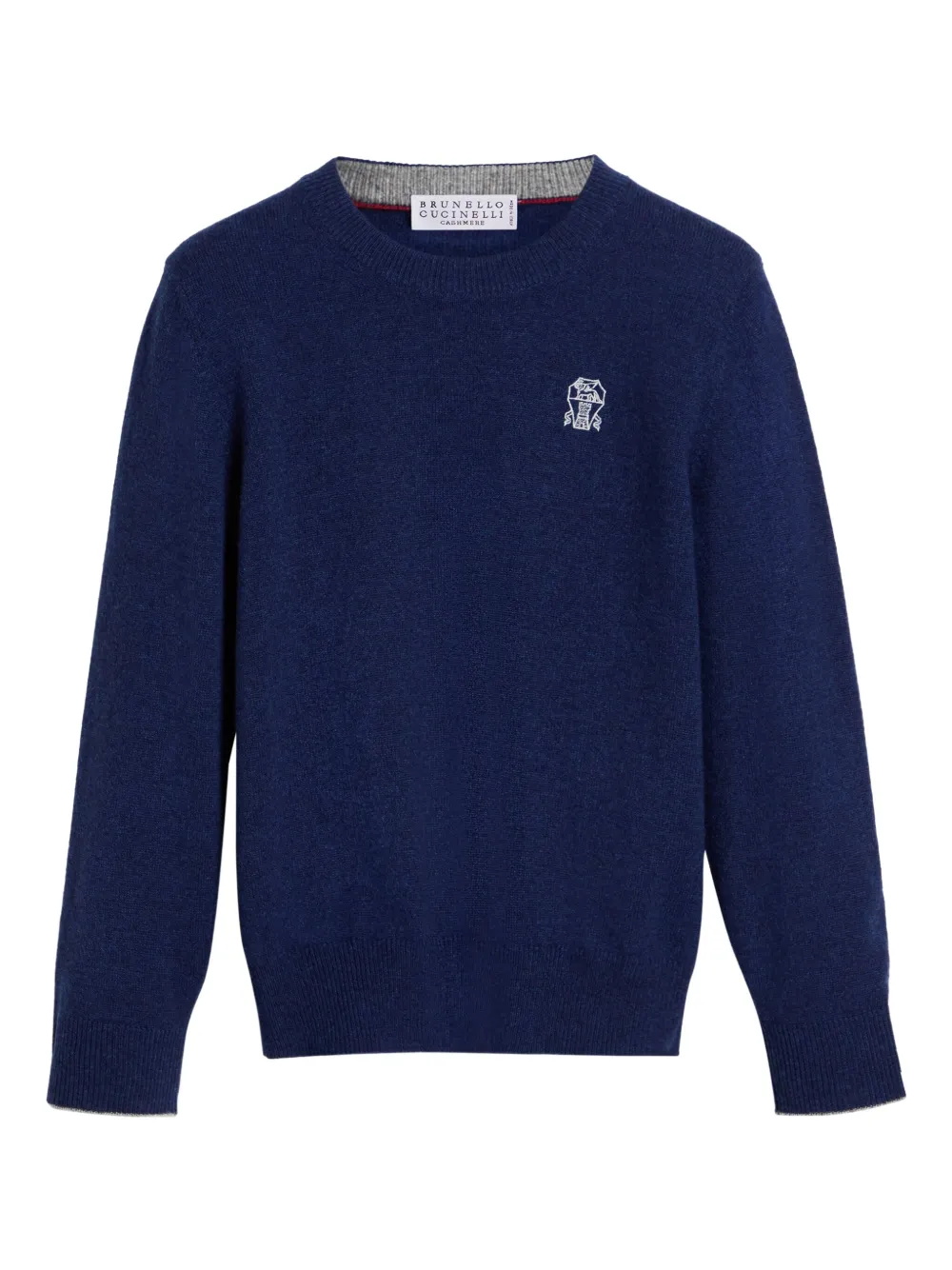 

Кашемировый свитер с вышитым логотипом Brunello Cucinelli Kids, синий
