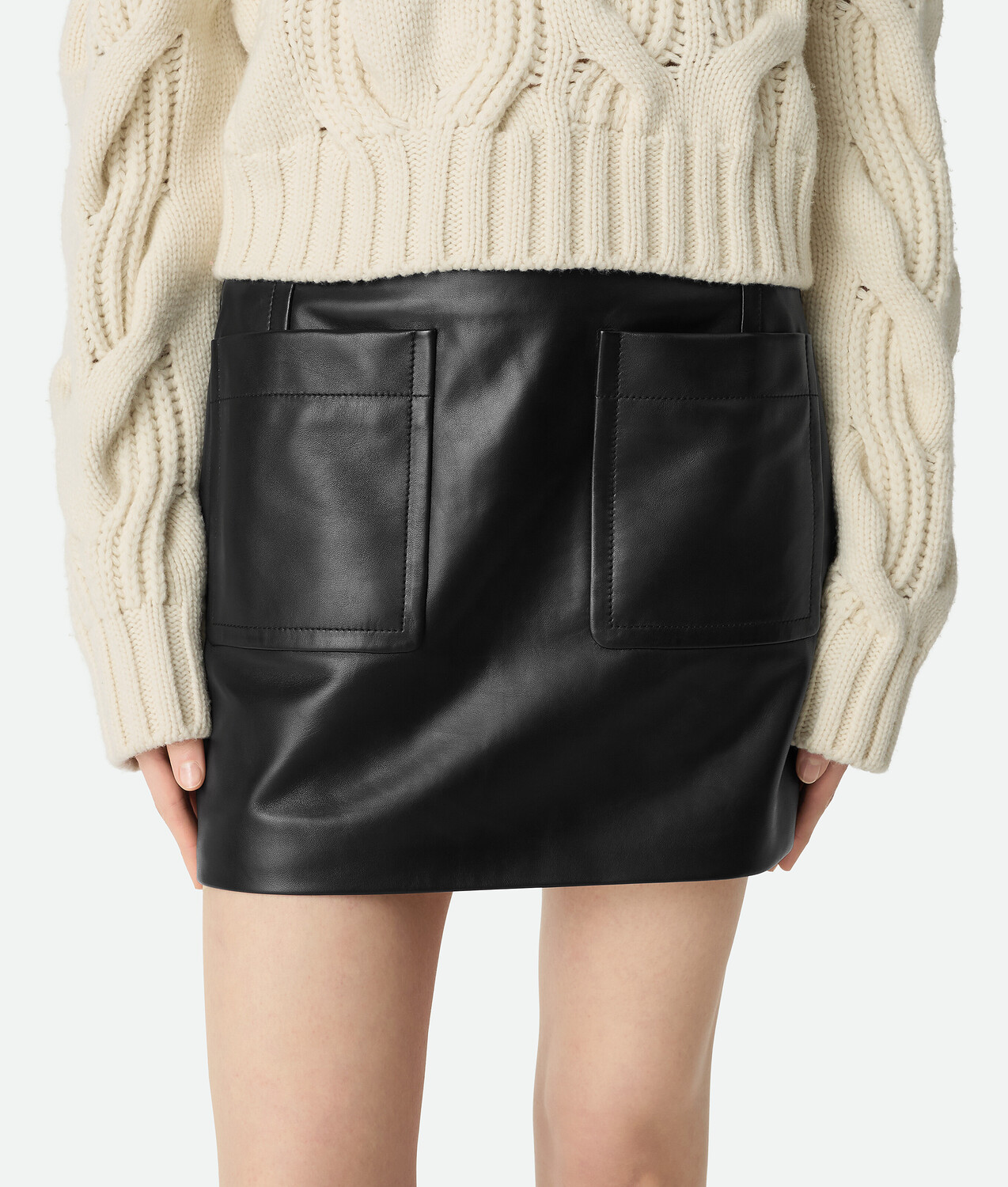 Leather skirt BOTTEGA VENETA, черный — фото 4