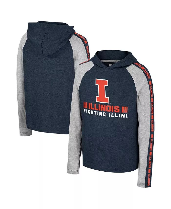 

Футболка с капюшоном и длинными рукавами Big Boys Navy Illinois Fighting Illini Ned Raglan Colosseum