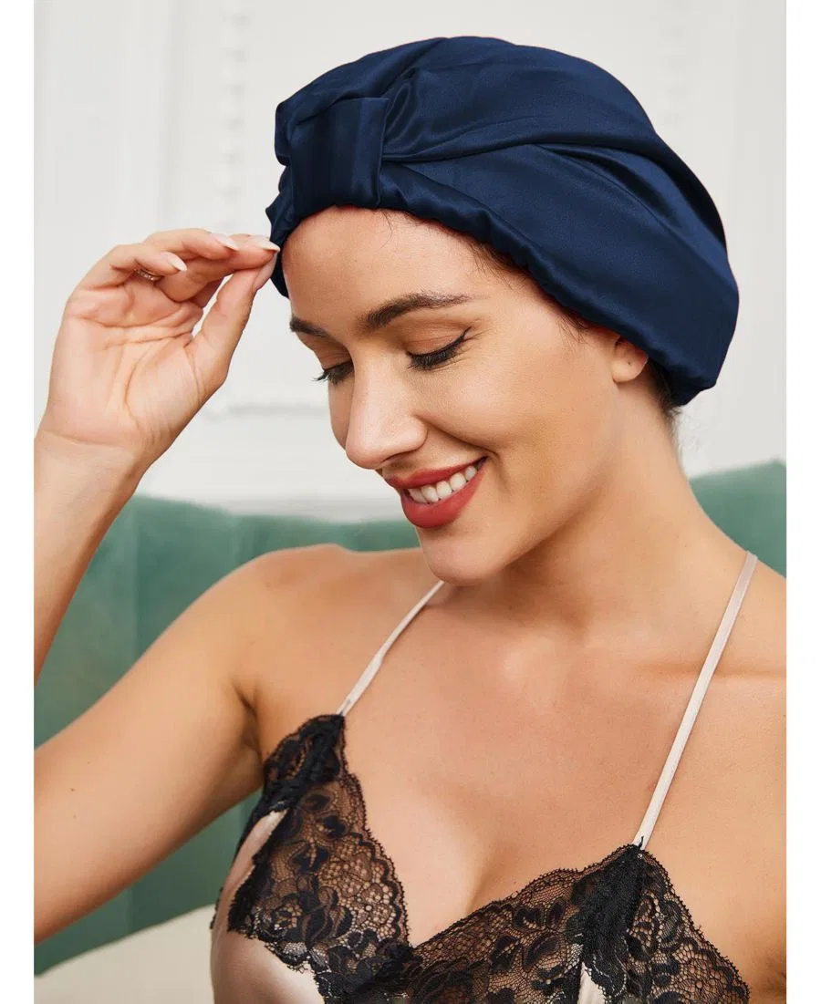 Шапочка для сна из 100% тутового шелка Silksilky, синий