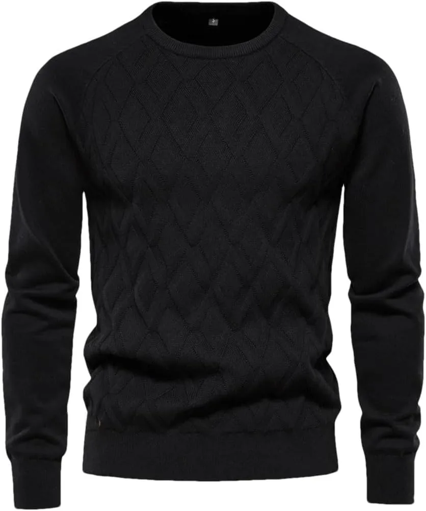 

Мужской свитер с узором аргайл, о-шейк, длинный рукав, вязаный