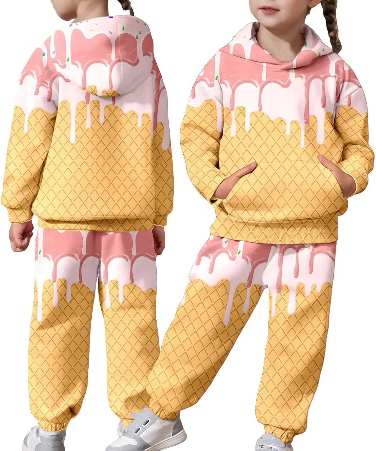 Детский спортивный костюм с принтом Ice Cream, 11-light Pink — фото 3