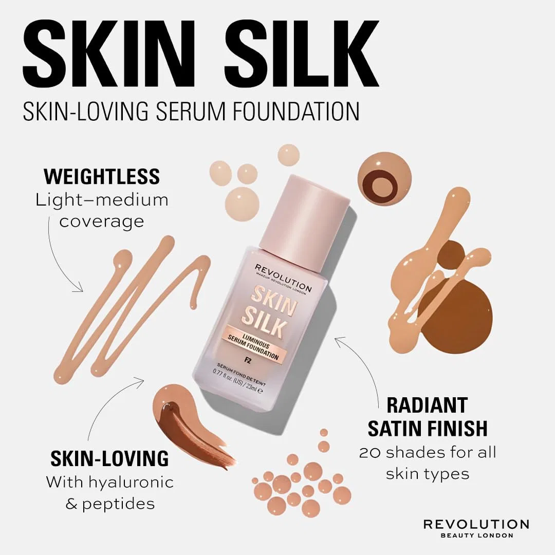 Сыворотка Revolution Beauty London — Тональная основа Skin Silk Serum Foundation от Makeup , F0 — фото 3