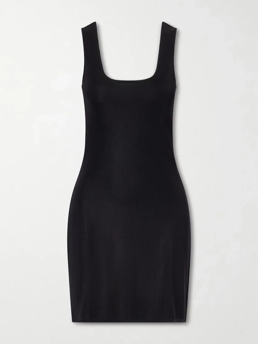 Платье из эластичного трикотажа Saint Laurent, черный
