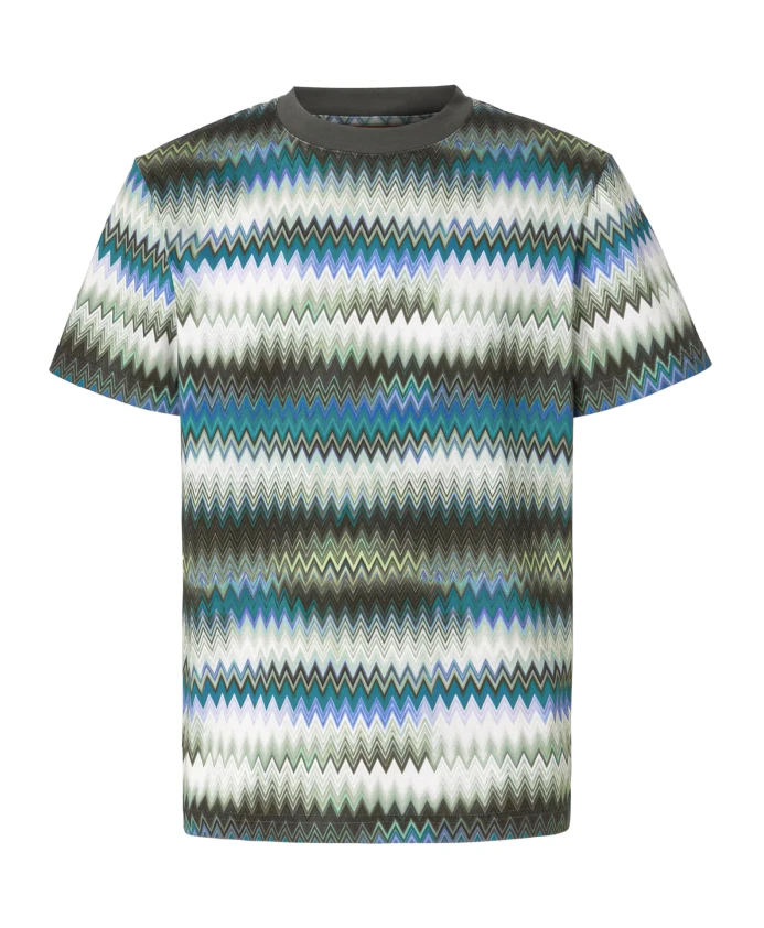 

Зеленая хлопковая футболка с зигзагообразным узором Missoni, зеленый