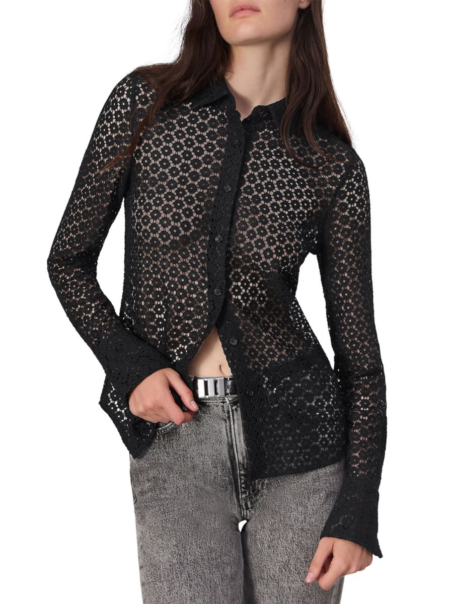 

Кружевная рубашка с длинными рукавами Yvette rag & bone, черный
