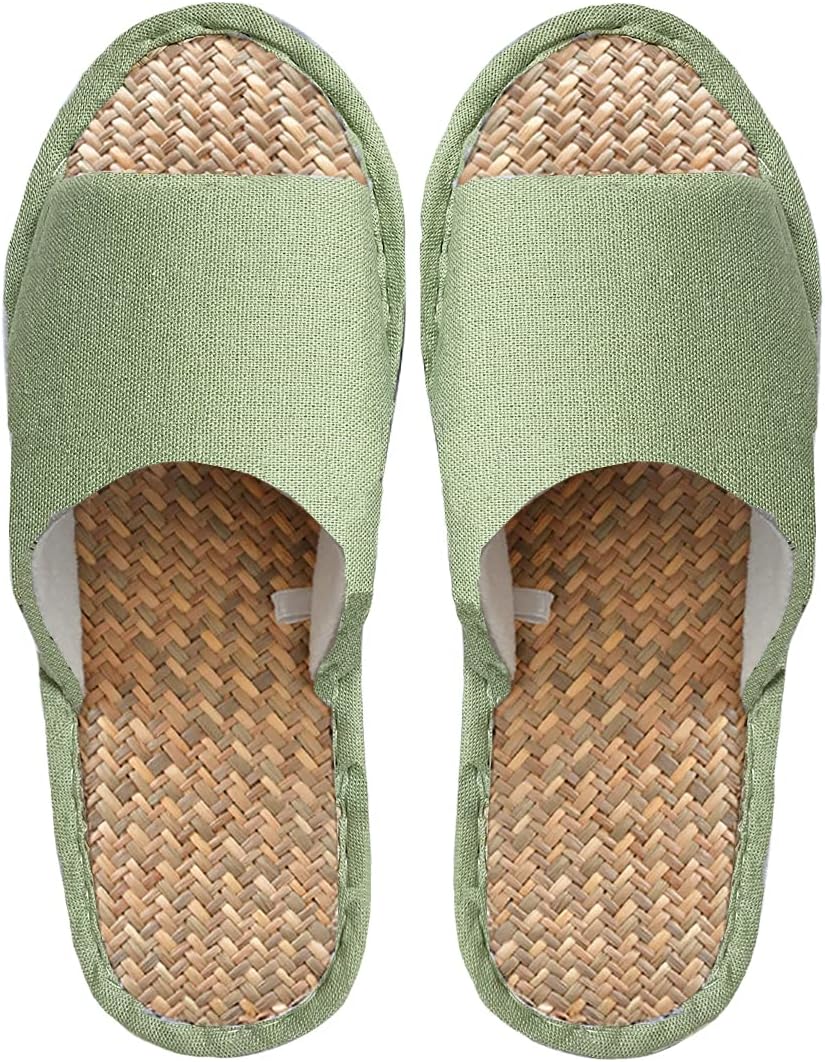 

Домашние тапочки MAGILONA для женщин и мужчин, универсальные, стираемые, из хлопка, с открытым носком, для дома, мягкие льняные, с нескользящей подошвой, зеленый