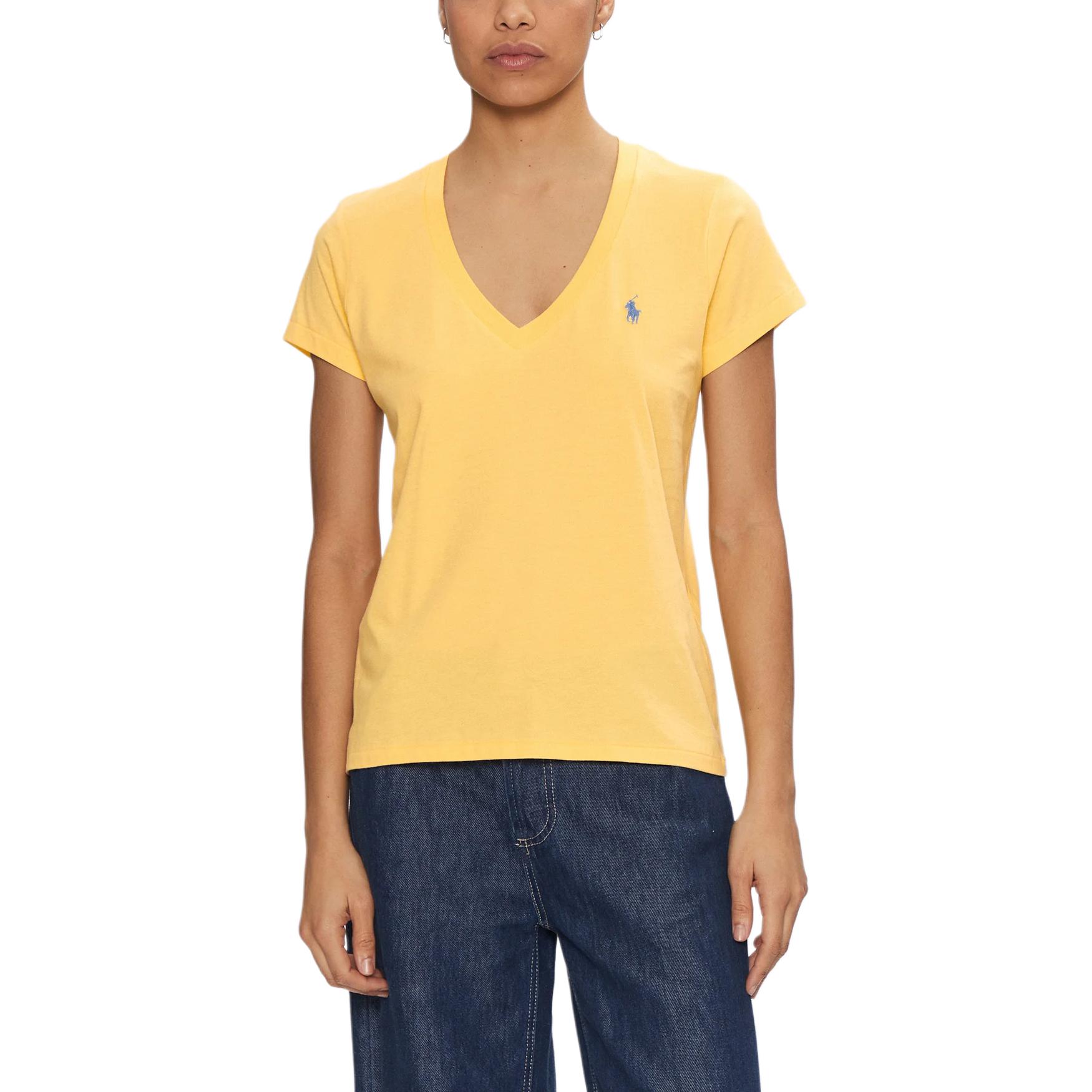 

Футболка с вышивкой пони и V-образным вырезом Polo Ralph Lauren, желтый