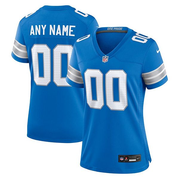 

Женская синяя игровая футболка Detroit Lions Nike, Синий, Женская синяя игровая футболка Detroit Lions Nike