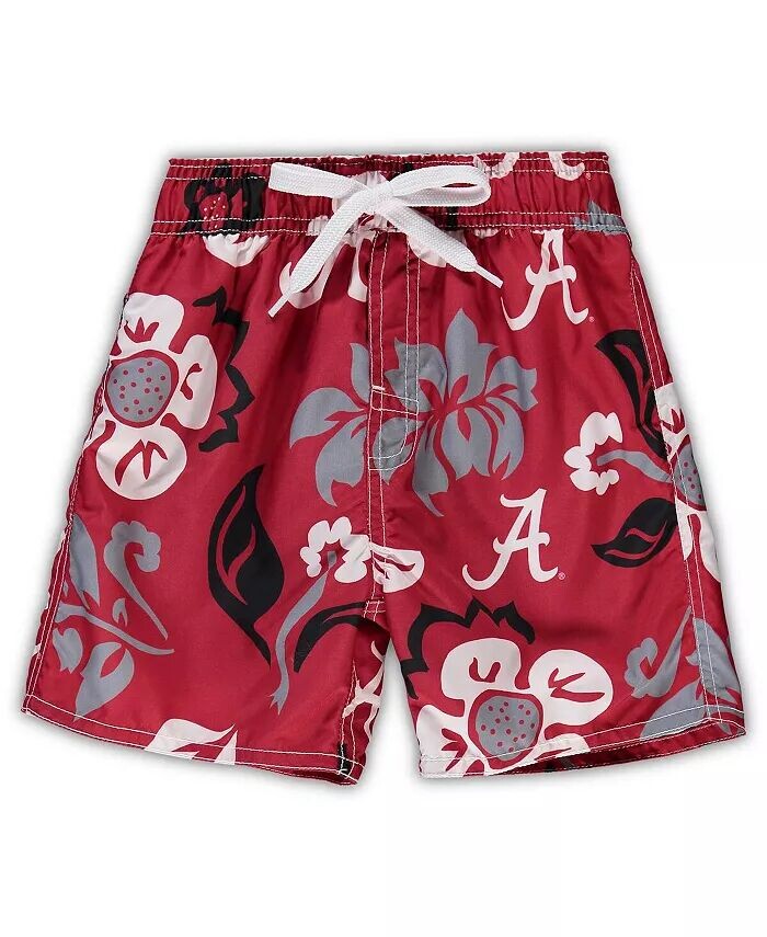 Шорты для плавания для волейбола Little Boys and Girls Crimson Alabama Crimson Tide с цветочным принтом Wes & Willy — фото 2