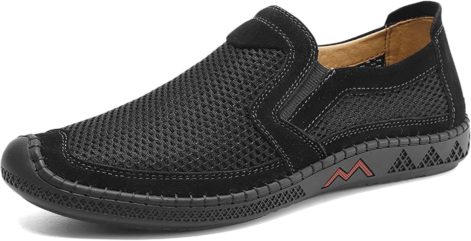 

Мужские повседневные кроссовки из дышащей сетки, мокасины, противоскользящие, удобные для прогулок на улице, путешествий и походов по пересеченной местности Generic, черный