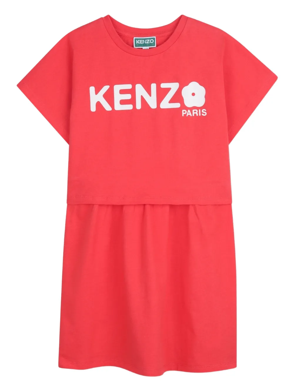 

Платье с цветочной аппликацией и логотипом Kenzo Kids, красный
