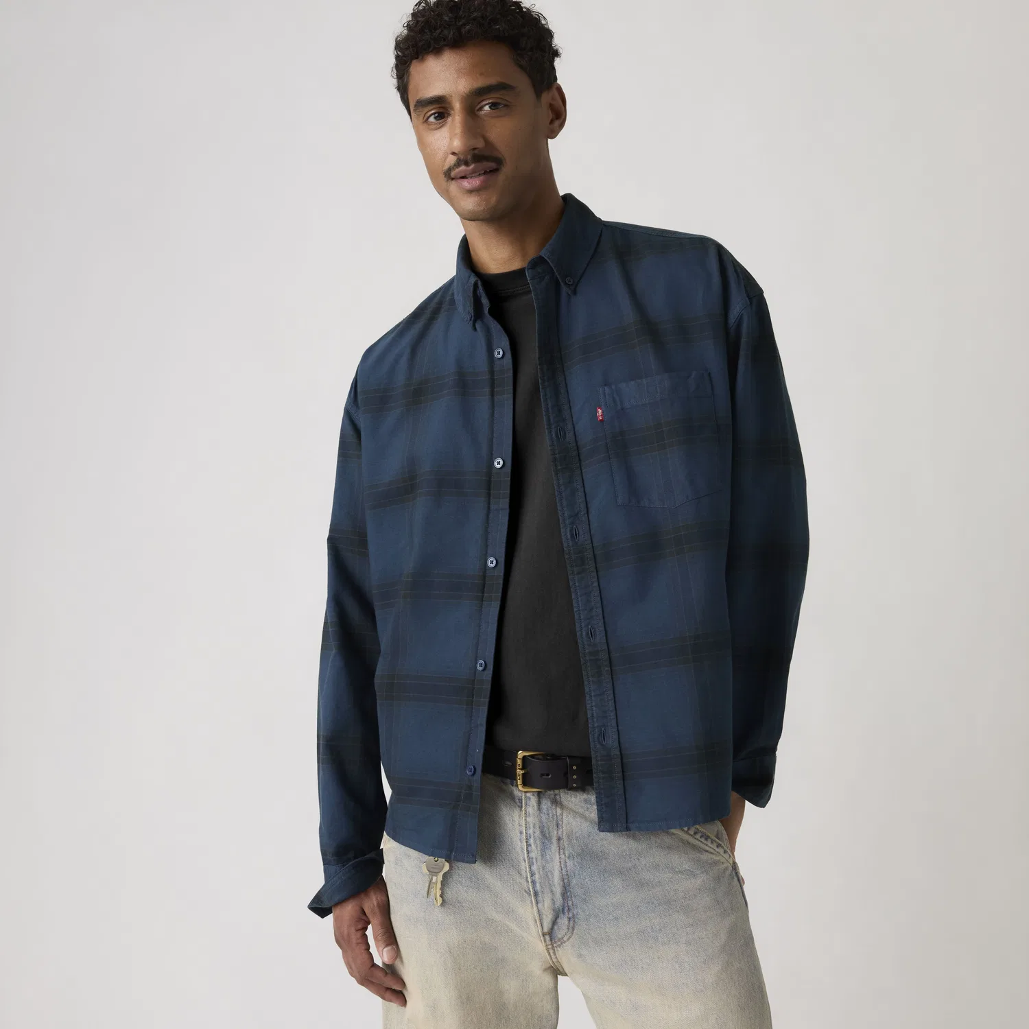 Рубашка с длинными рукавами и свободным кроем Zandt, окрашенная методом Garment Dye Levi's, Blue