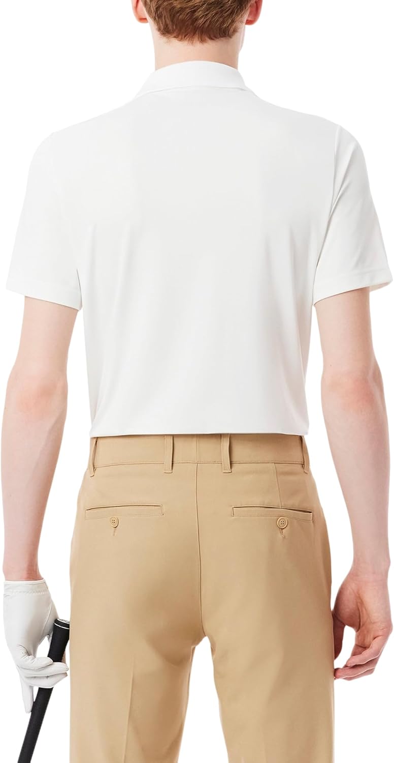 Мужская спортивная поло Lacoste Regular Fit с защитой от ультрафиолета для гольфа, White — фото 3