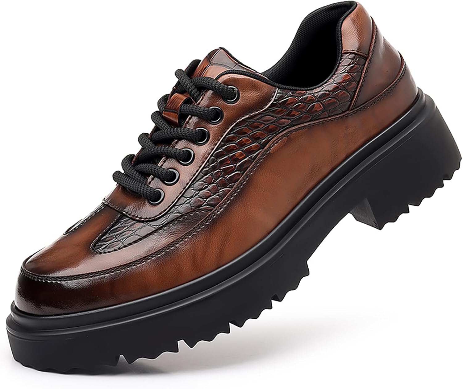 

Мужская кожаная шнуровка на шнуровке, туфли Oxford с толстой подошвой, комфортная ручная работа с круглым носком, не скользящая мягкая форма платья для вождения, бизнес-офис Faglkak, коричневый