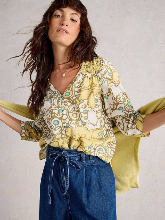 

Топ Rae с цветочным принтом в виде листочков White Stuff, Yellow/Multi