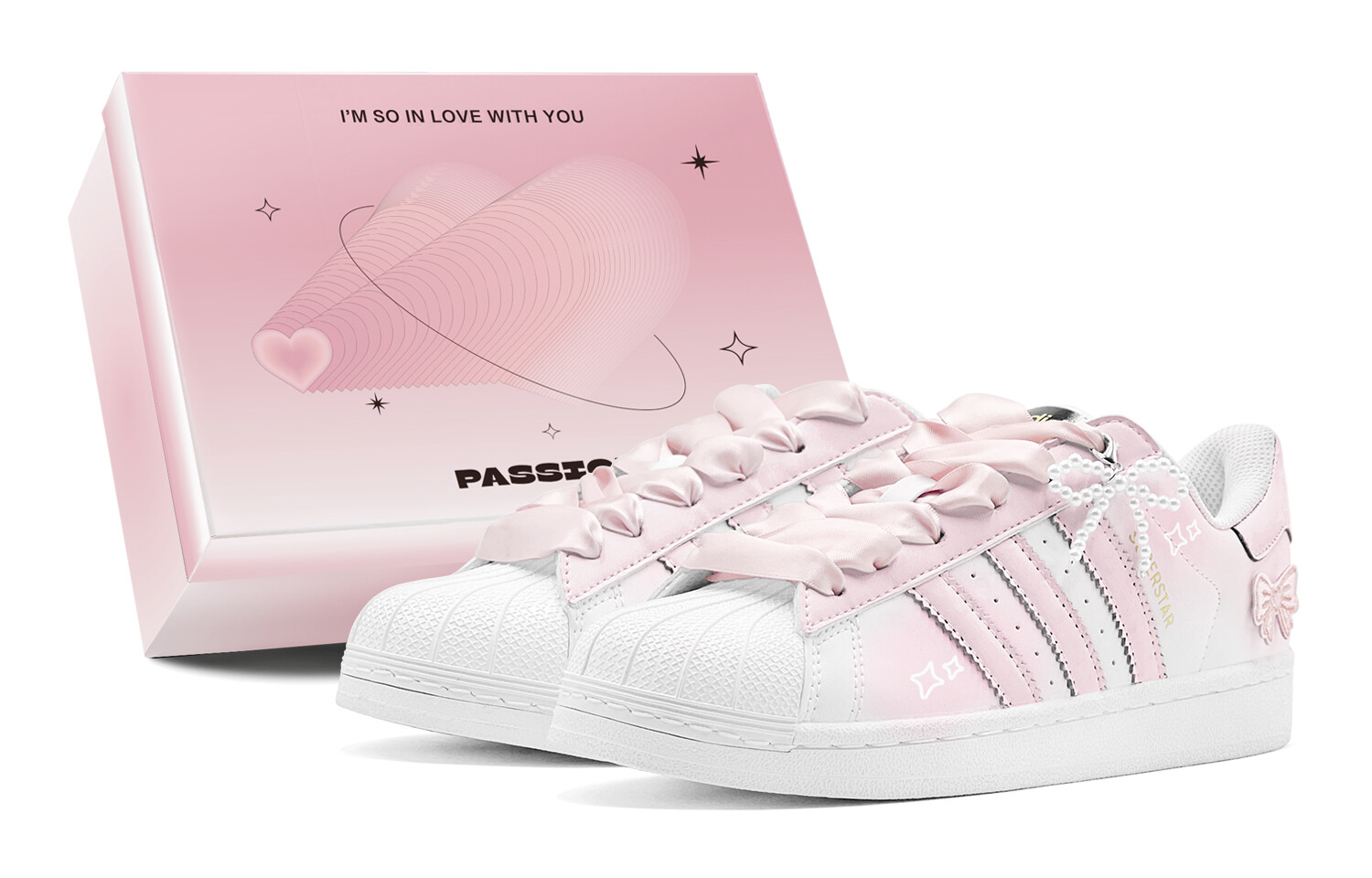 

Кроссовки adidas originals Superstar Skateboarding Shoes Unisex Low-top White, розовый