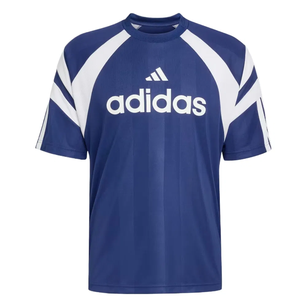Футболка Adidas с круглым вырезом темно-синяя/белая