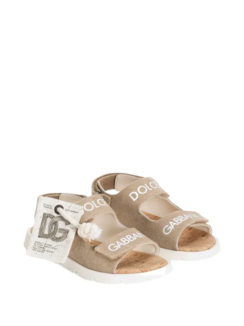 Сандалии из парусины Dolce & Gabbana Kids, нейтральный