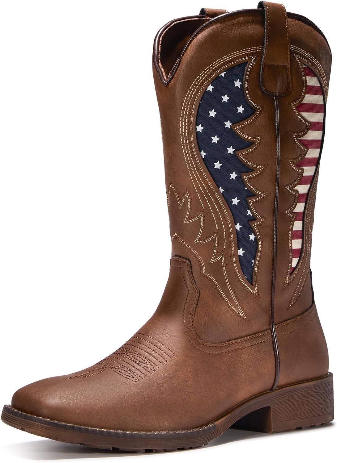 

Мужские ковбойские сапоги TruVeld, прочные классические модные вышитые западные сапоги, слипоны, ретро с квадратным носком, деревенские сапоги, удобные для носки, коричневый