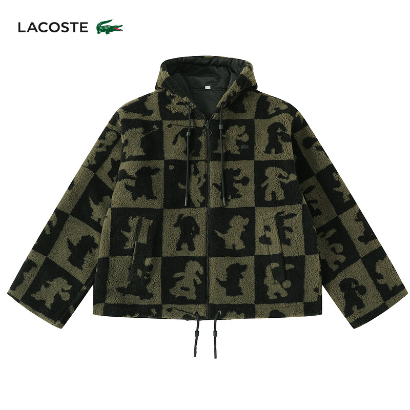 

Куртка Lacoste с двусторонним принтом и капюшоном, черный / зеленый