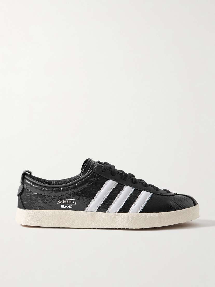 Кроссовки Blanc из глянцевой кожи с крокодиловым эффектом Adidas Originals, черный