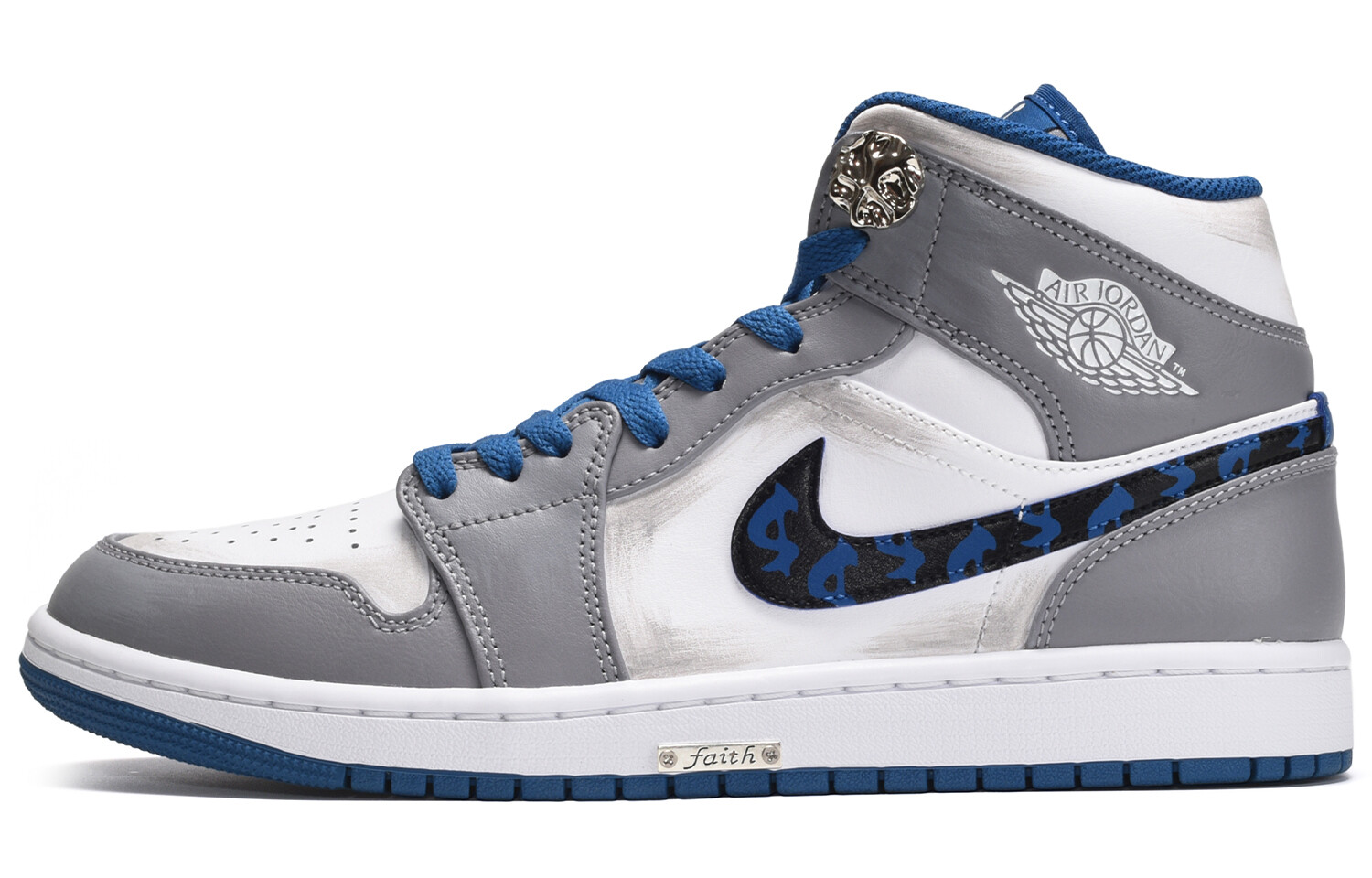 

Кроссовки Air JORDAN 1 Vintage Basketball Shoes Men High-Top Blue/White Gray