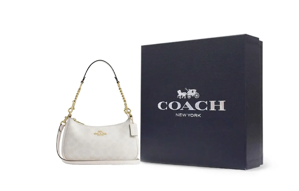 

COACH Терри искусственная кожа сумка через плечо средний размер женская меловая белая
