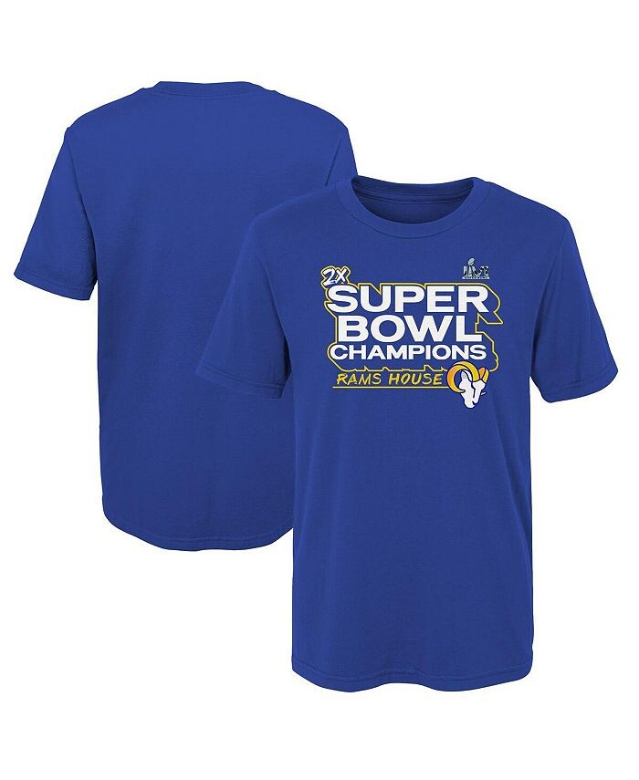 

Футболка с логотипом Royal Los Angeles Rams Super Bowl LVI Champions Parade для девочек и мальчиков дошкольного возраста Fanatics, синий