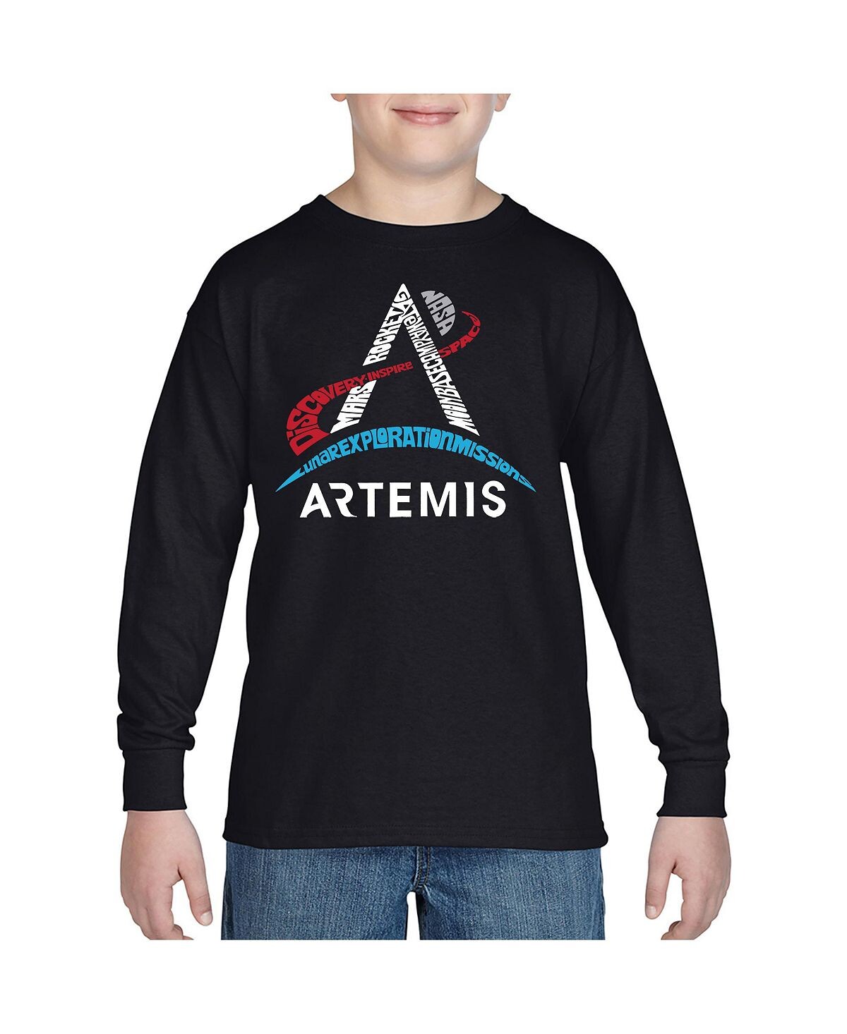 

Лонгслив с логотипом NASA Artemis Word Art LA Pop Art, черный